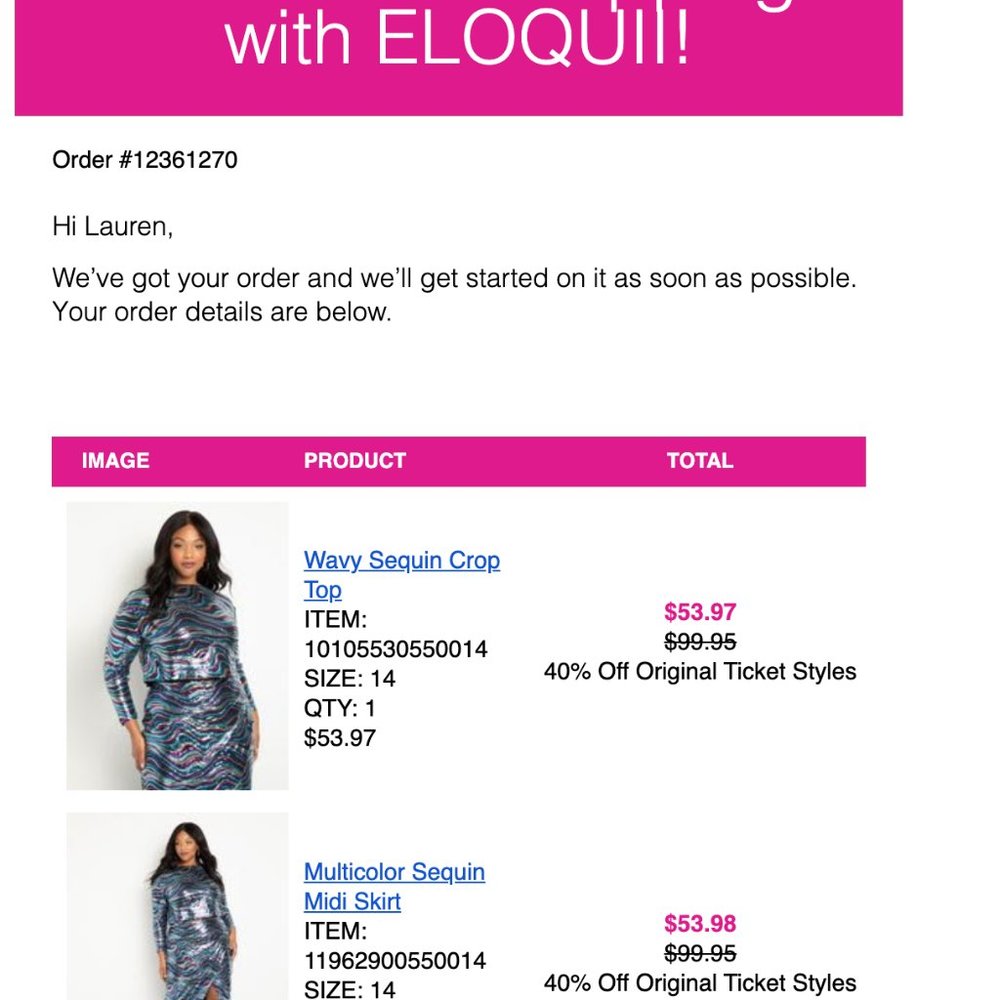 Wavy Sequin crop top and midi skirt from ELOQUII - Picture 5 of 5